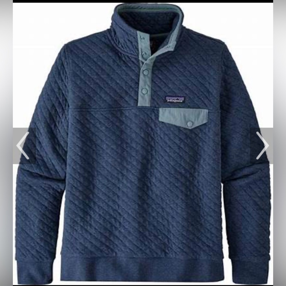 Patagonia organic cotton quilt snap-T pullover sweatshirt stone blue  Size XL